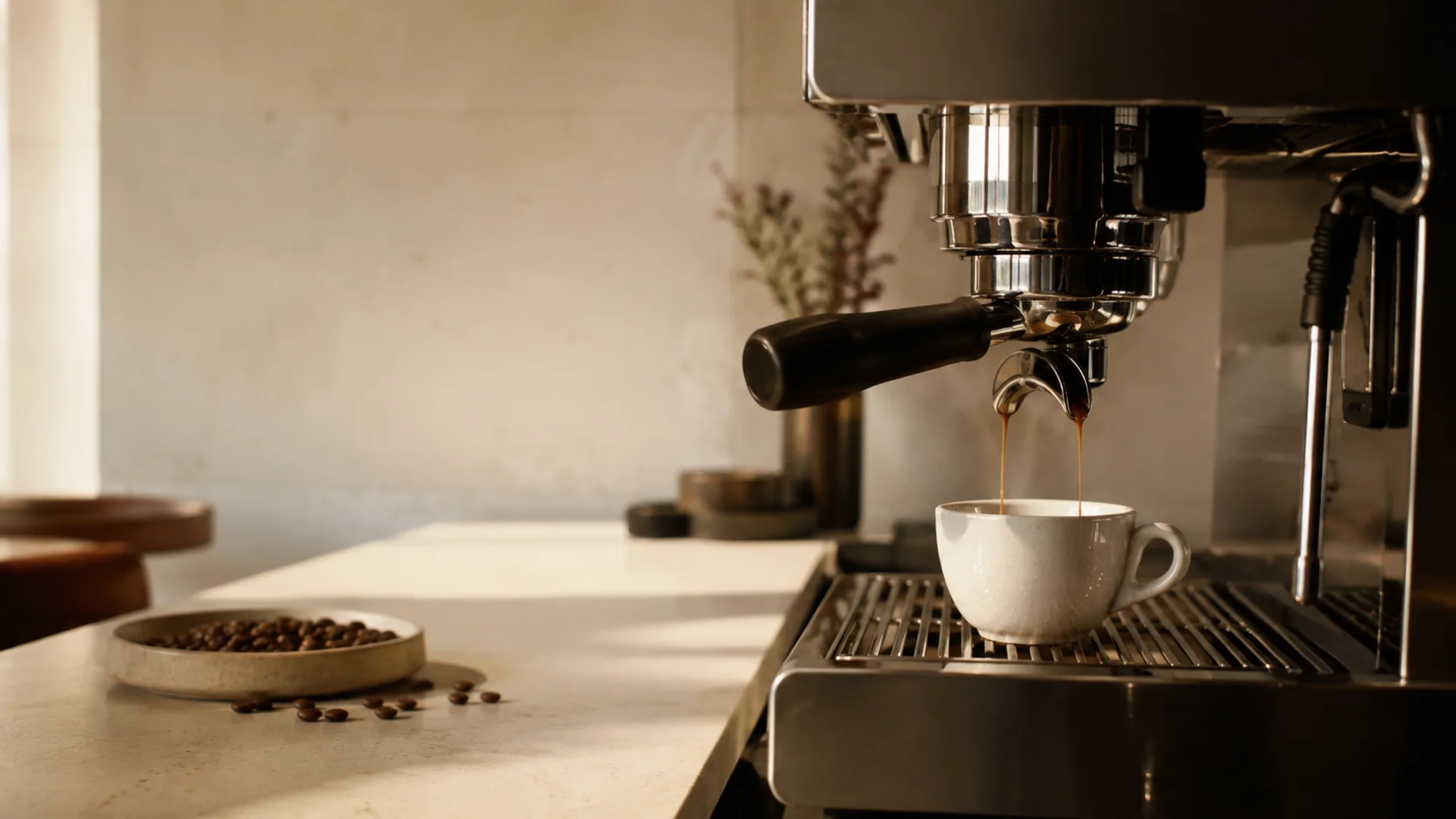 Espresso préparé sur une machine à café professionnelle